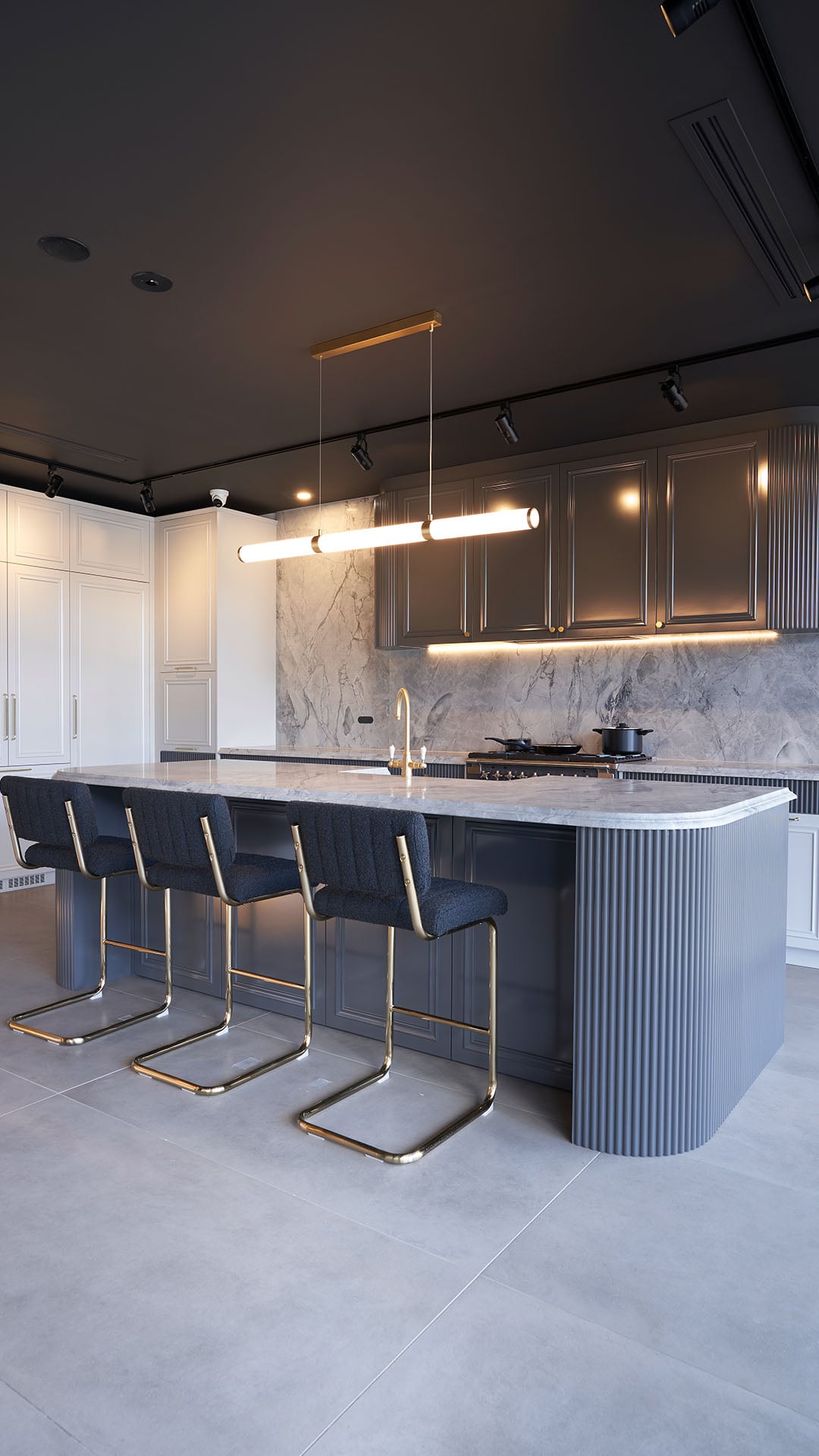 Grey fluted custom Renolux kitchen