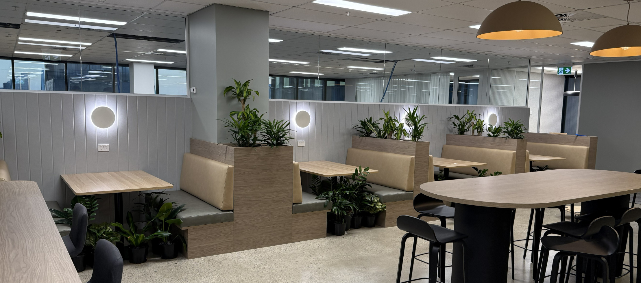 Commercial office sitting area with custom joinery by Renolux