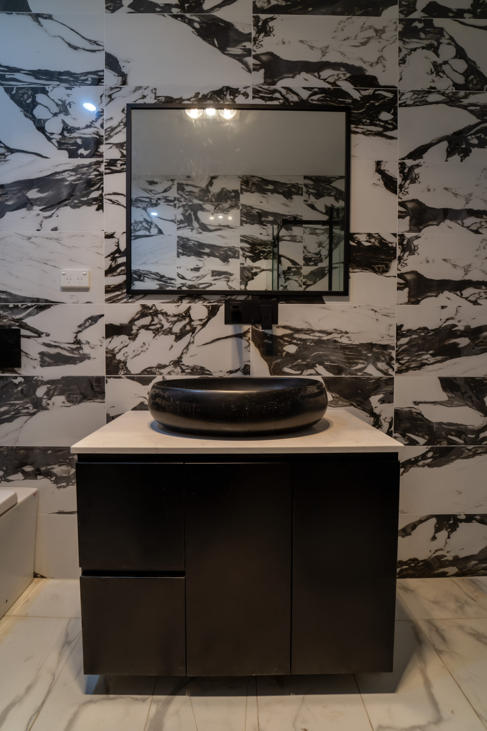 Flat black custom bathroom vanity by Renolux Sydney