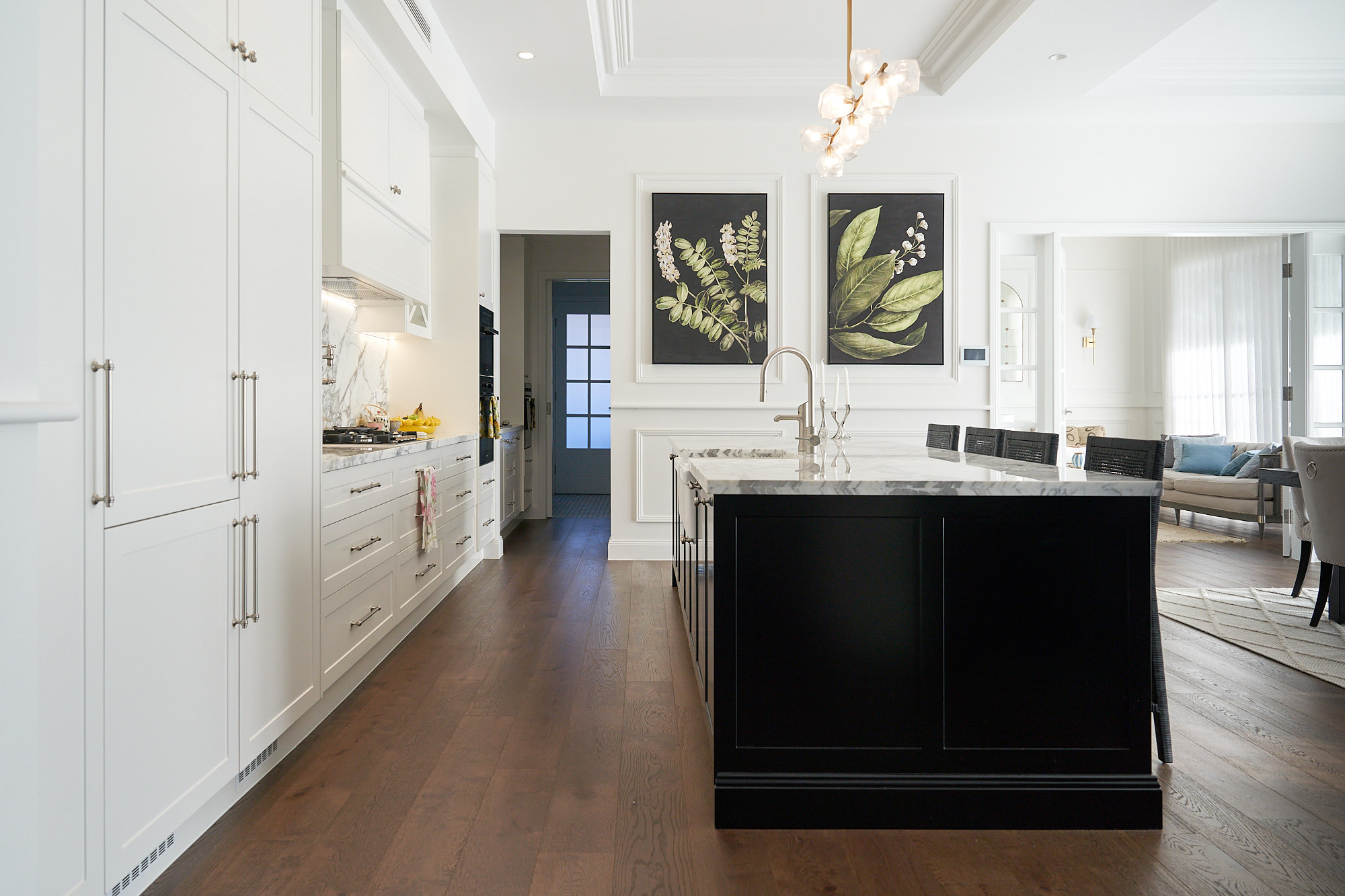 Black and white shaker kitchen with custom island by Renolux Sydney