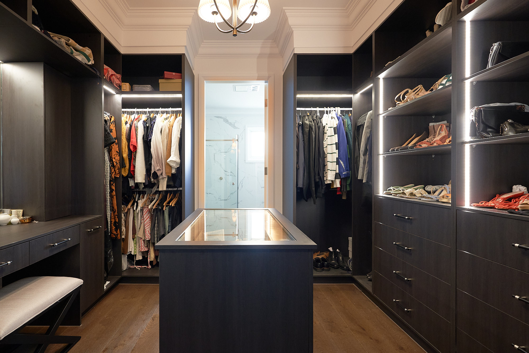 Custom walk-in wardrobe designed by Renolux